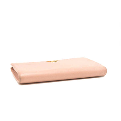 PRADA Saffiano Metal Continental Zippy Zip Around Wallet Pink