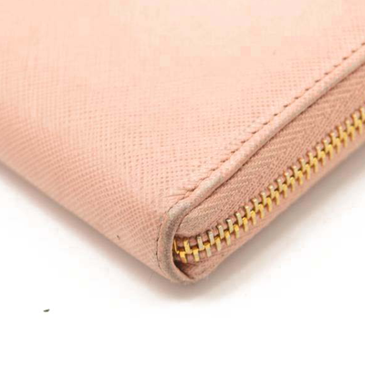 PRADA Saffiano Metal Continental Zippy Zip Around Wallet Pink