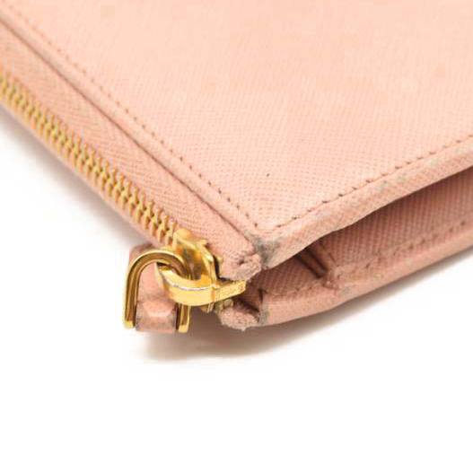 PRADA Saffiano Metal Continental Zippy Zip Around Wallet Pink