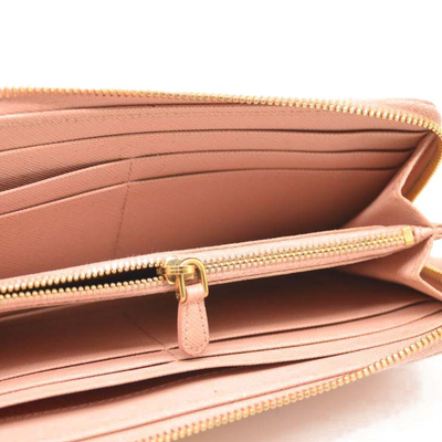 PRADA Saffiano Metal Continental Zippy Zip Around Wallet Pink