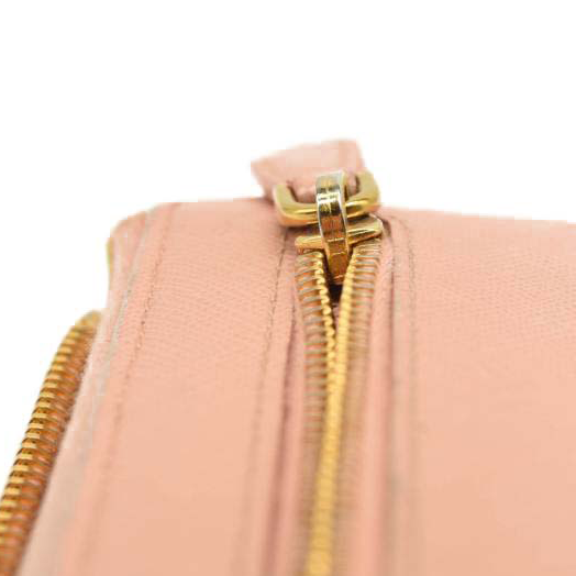 PRADA Saffiano Metal Continental Zippy Zip Around Wallet Pink