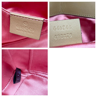 Gucci Marmont Metallic Matelasse Pearly Mini Gg Silver Leather Shoulder Bag