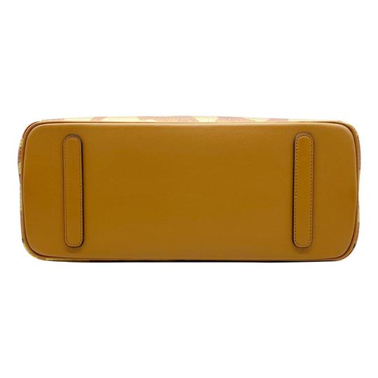 MCM Anya Metallic Leopard Print Coated Canvas Cognac Brown Leather Tote