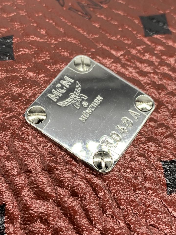 MCM Diamond Visetos Metallic Red Coated Canvas Tote