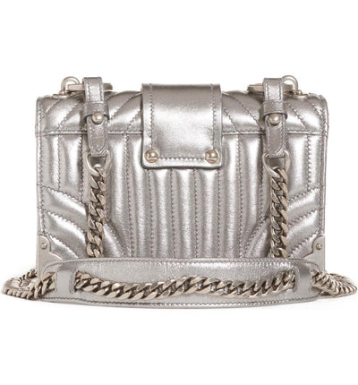 Prada Crossbody Cahier Quilted Metallic Silver Leather Shoulder Bag