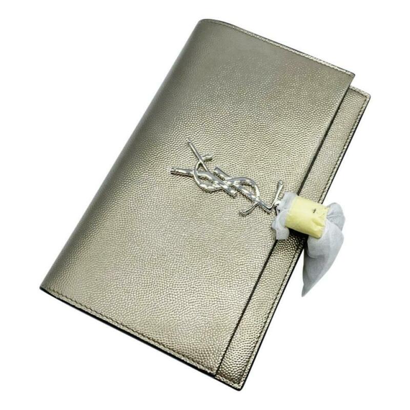 Saint Laurent Monogram Kate Tassel Metallic Monogram Silver Leather Cross Body