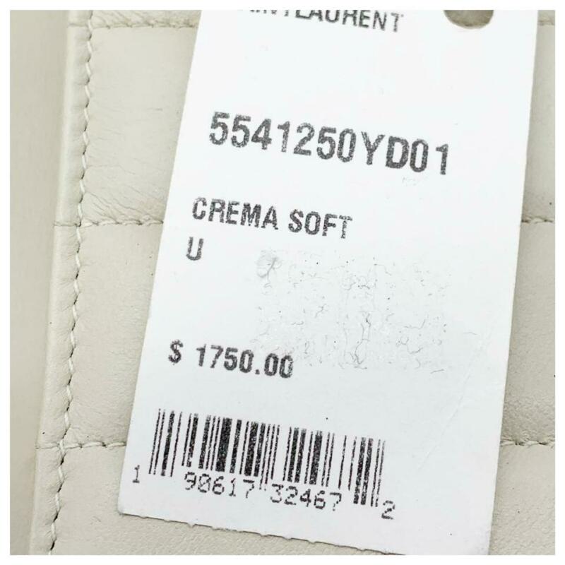 Saint Laurent Vicky Monogram Kate Tassel Metallic Monogram White Leather