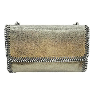 Stella McCartney Ombre Falabella Shaggy Deer Metallic Grey Faux Leather Shoulder