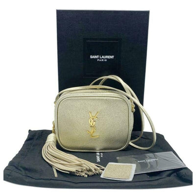 Saint Laurent Ysl Monogram Metallic Blogger Tassel Gold Leather Cross Body Bag