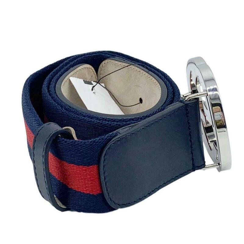 Gucci Blue W Web W/ Interlocking G Logo Icon 95 38 Belt