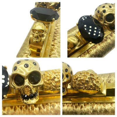 Alexander McQueen Knuckle Duster Metallic Skull Gold Snakeskin Leather Clutch