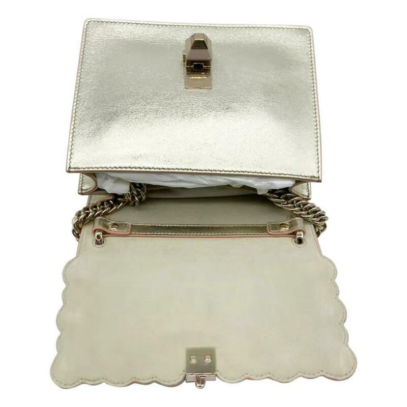 Fendi Small Kan I Metallic Gold Leather Shoulder Bag
