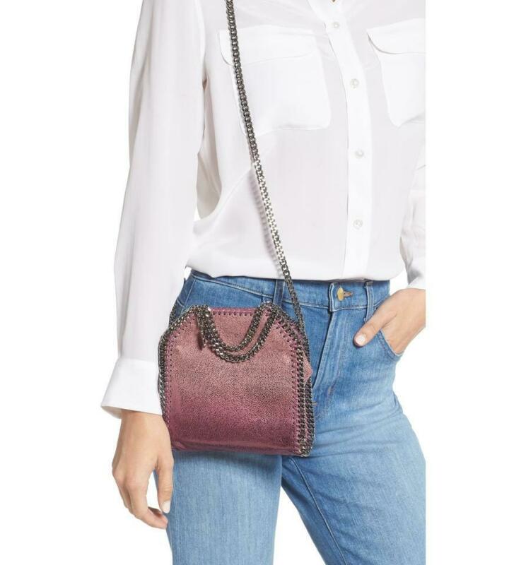 Stella McCartney Tiny Falabella Metallic Shaggy Deer Purple Faux Leather