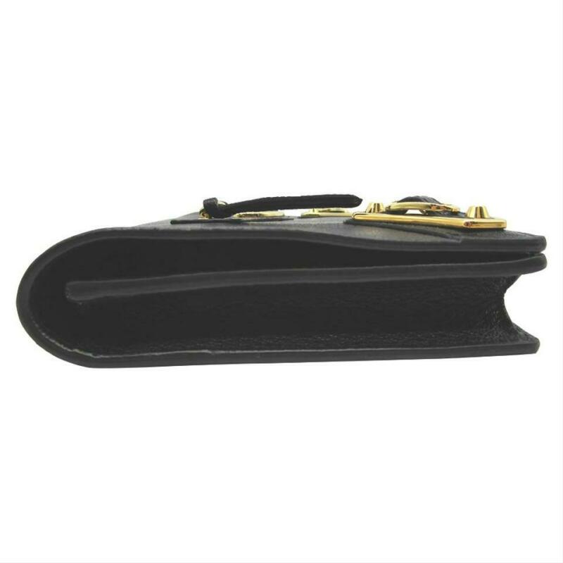 Balenciaga Metallic Edge Chain Gold Chain Wallet Black Leather Cross Body Bag