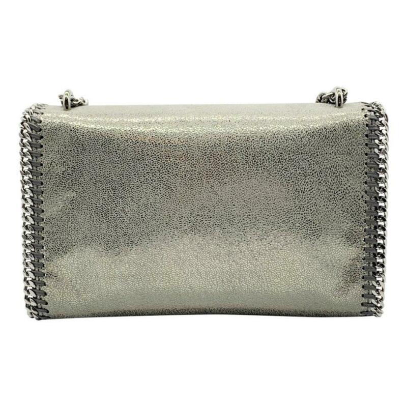 Stella McCartney Ombre Falabella Shaggy Deer Metallic Grey Faux Leather Shoulder