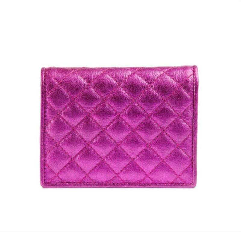 Gucci Pink Horsebit Marmont Trapuntata Flap Card Case Logo Icon Quilted Metallic