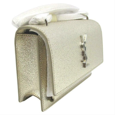 Saint Laurent Monogram Sunset Metallized Metallic Gold Leather Cross Body Bag
