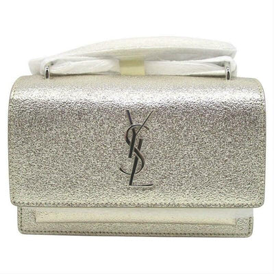 Saint Laurent Monogram Sunset Metallized Metallic Gold Leather Cross Body Bag