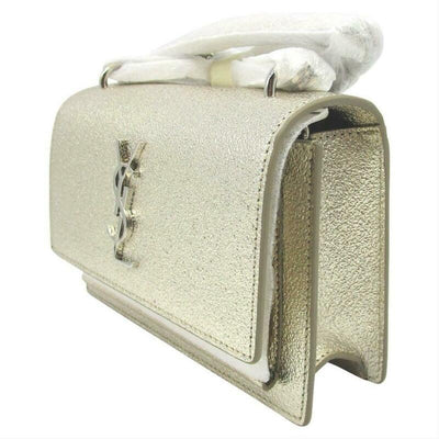 Saint Laurent Monogram Sunset Metallized Metallic Gold Leather Cross Body Bag