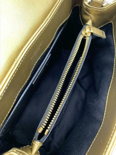 Saint Laurent Monogram Loulou Small Metallic Monogram Gold Leather Shoulder Bag