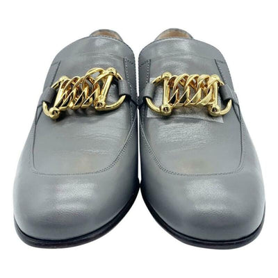 Gucci Grey Ebal Chain Loafer Pump Mules/Slides