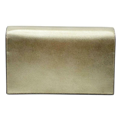 Saint Laurent Monogram Kate Tassel Metallic Monogram Silver Leather Cross Body