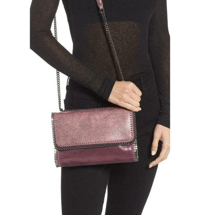 Stella McCartney Falabella Shaggy Deer Metallic Purple Faux Leather Shoulder Bag