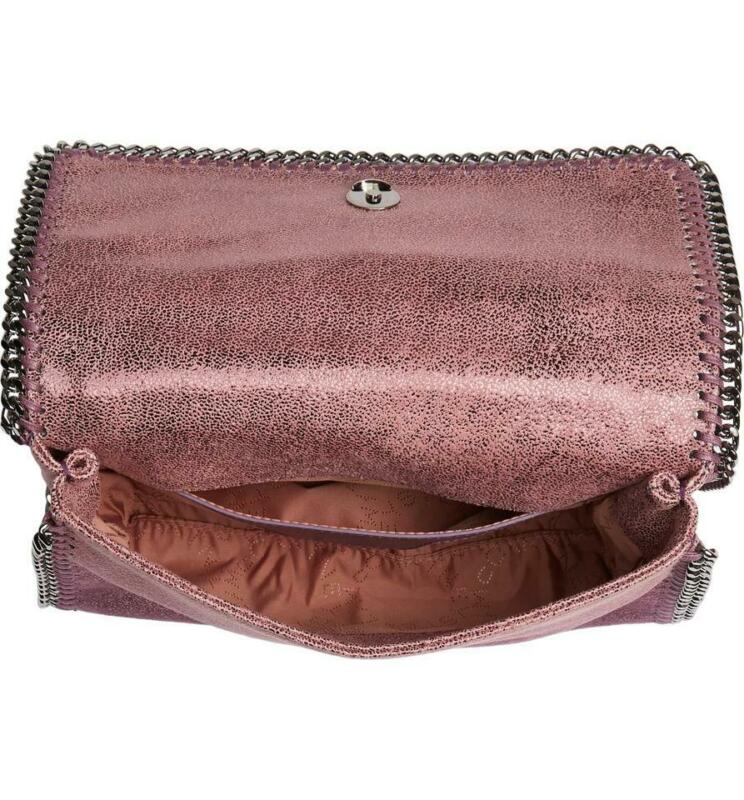 Stella McCartney Falabella Shaggy Deer Metallic Purple Faux Leather Shoulder Bag