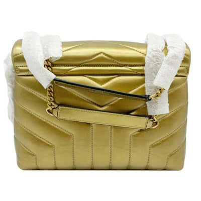 Saint Laurent Monogram Loulou Small Metallic Monogram Gold Leather Shoulder Bag