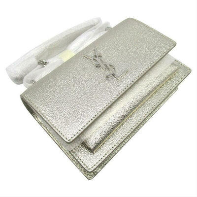 Saint Laurent Monogram Sunset Metallized Metallic Gold Leather Cross Body Bag