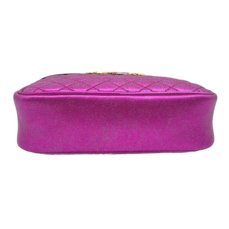 Gucci Camera Quilted Metallic Pink Leather Cross Body Bag