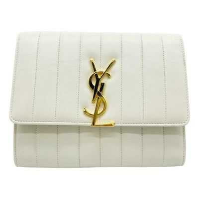 Saint Laurent Vicky Monogram Kate Tassel Metallic Monogram White Leather