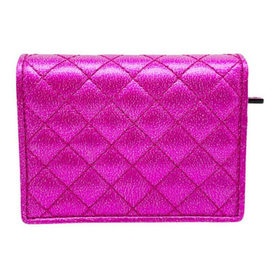 Gucci Pink Horsebit Marmont Trapuntata Flap Card Case Logo Icon Quilted Metallic