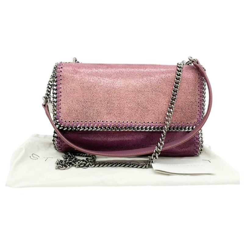 Stella McCartney Falabella Shaggy Deer Metallic Purple Faux Leather Shoulder Bag