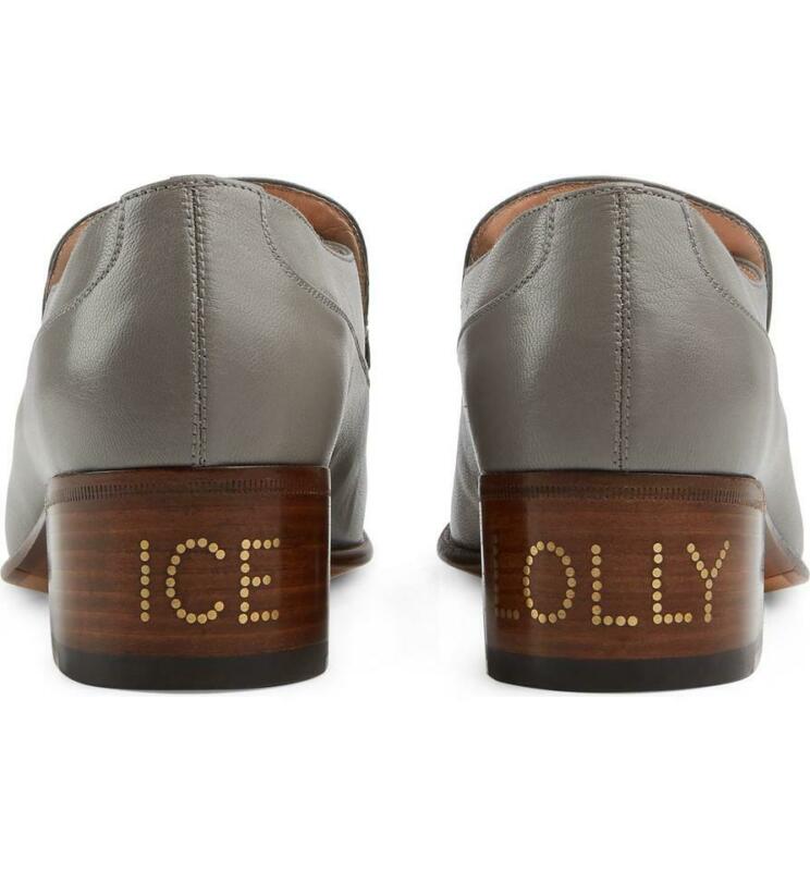 Gucci Grey Ebal Chain Loafer Pump Mules/Slides