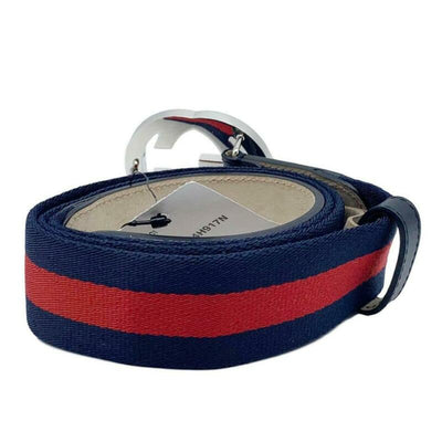 Gucci Blue W Web W/ Interlocking G Logo Icon 95 38 Belt