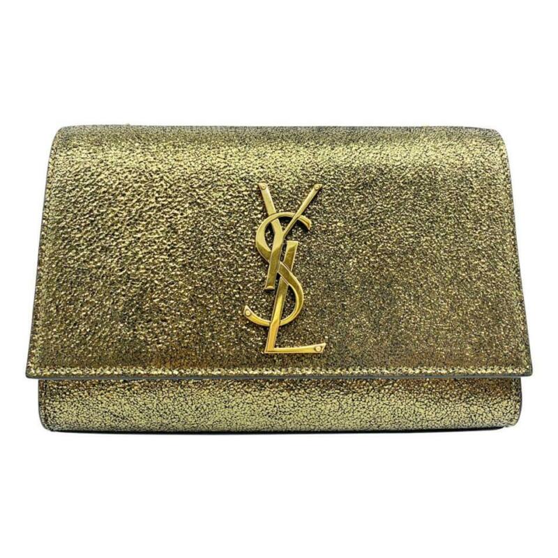 Saint Laurent Monogram Kate Monogram Ysl Small Metallic Gold Leather Cross Body