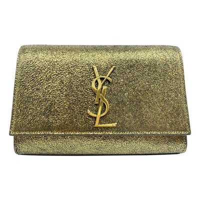 Saint Laurent Monogram Kate Monogram Ysl Small Metallic Gold Leather Cross Body