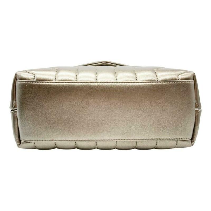 Saint Laurent Monogram Loulou Small Metallic Silver Leather Shoulder Bag