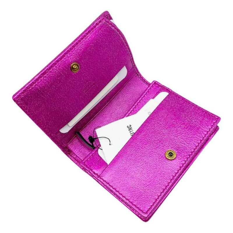 Gucci Pink Horsebit Marmont Trapuntata Flap Card Case Logo Icon Quilted Metallic