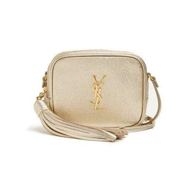 Saint Laurent Ysl Monogram Metallic Blogger Tassel Gold Leather Cross Body Bag