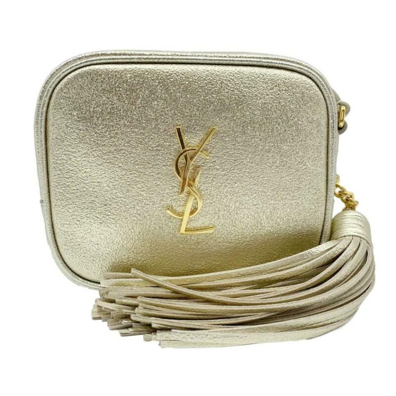 Saint Laurent Ysl Monogram Metallic Blogger Tassel Gold Leather Cross Body Bag