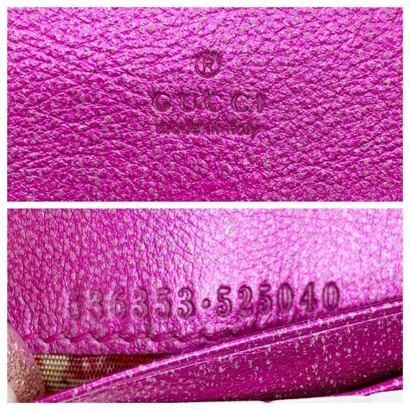 Gucci Pink Horsebit Marmont Trapuntata Flap Card Case Logo Icon Quilted Metallic