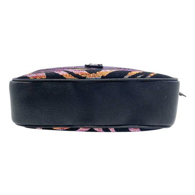 Saint Laurent Monogram Camera Lou Metallic Tiger Stripe Black Leather Cross Body Bag