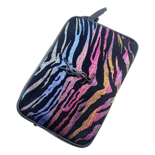 Saint Laurent Monogram Camera Lou Metallic Tiger Stripe Black Leather Cross Body Bag