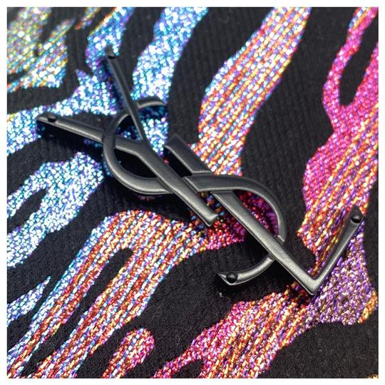 Saint Laurent Monogram Camera Lou Metallic Tiger Stripe Black Leather Cross Body Bag