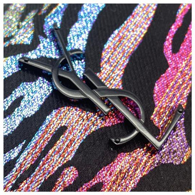 Saint Laurent Monogram Camera Lou Metallic Tiger Stripe Black Leather Cross Body Bag