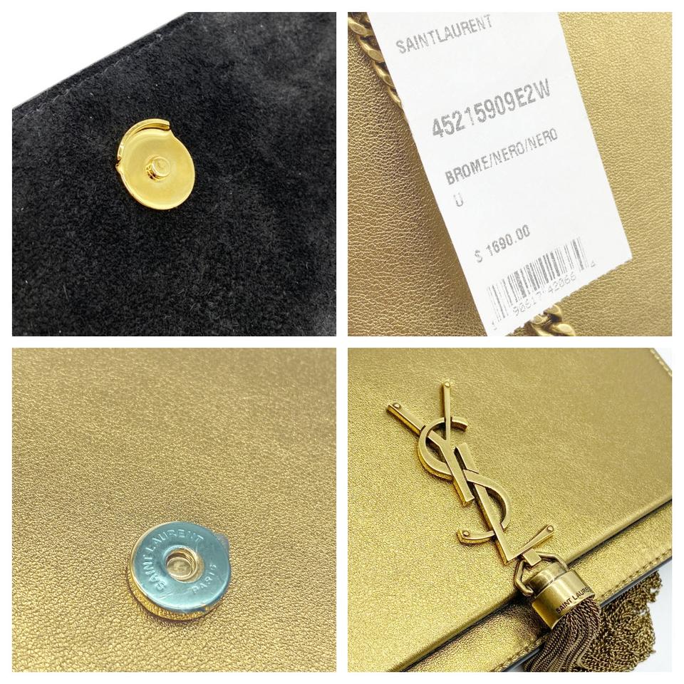 Saint Laurent Monogram Kate Chain Wallet Tassel Metallic Bronze Gold Leather Shoulder Bag