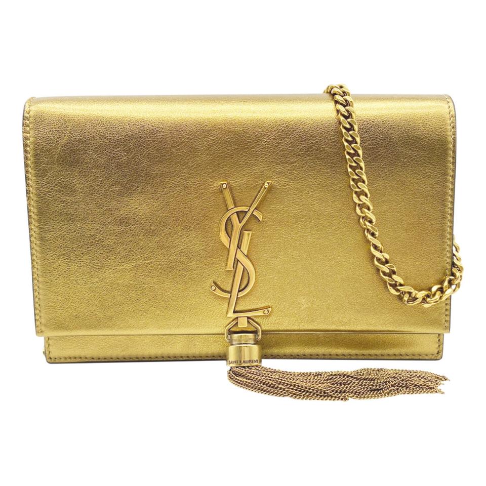 Saint Laurent Monogram Kate Chain Wallet Tassel Metallic Bronze Gold Leather Shoulder Bag