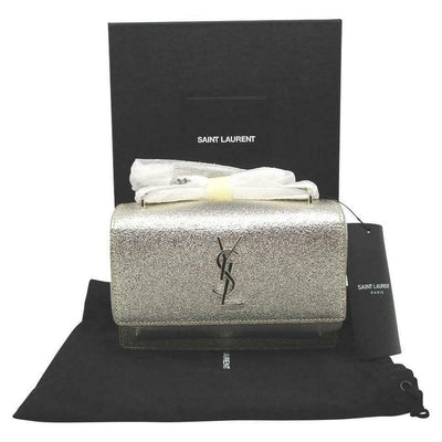 Saint Laurent Monogram Sunset Metallized Metallic Gold Leather Cross Body Bag